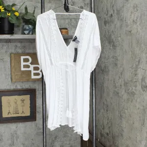 Cover 2 Cover Women's Trimmed Tie-Front Cover Up 76928824 White M
