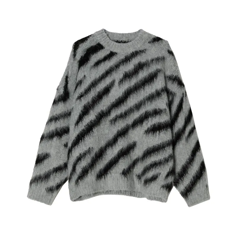 Crew Neck Zebra Sweater