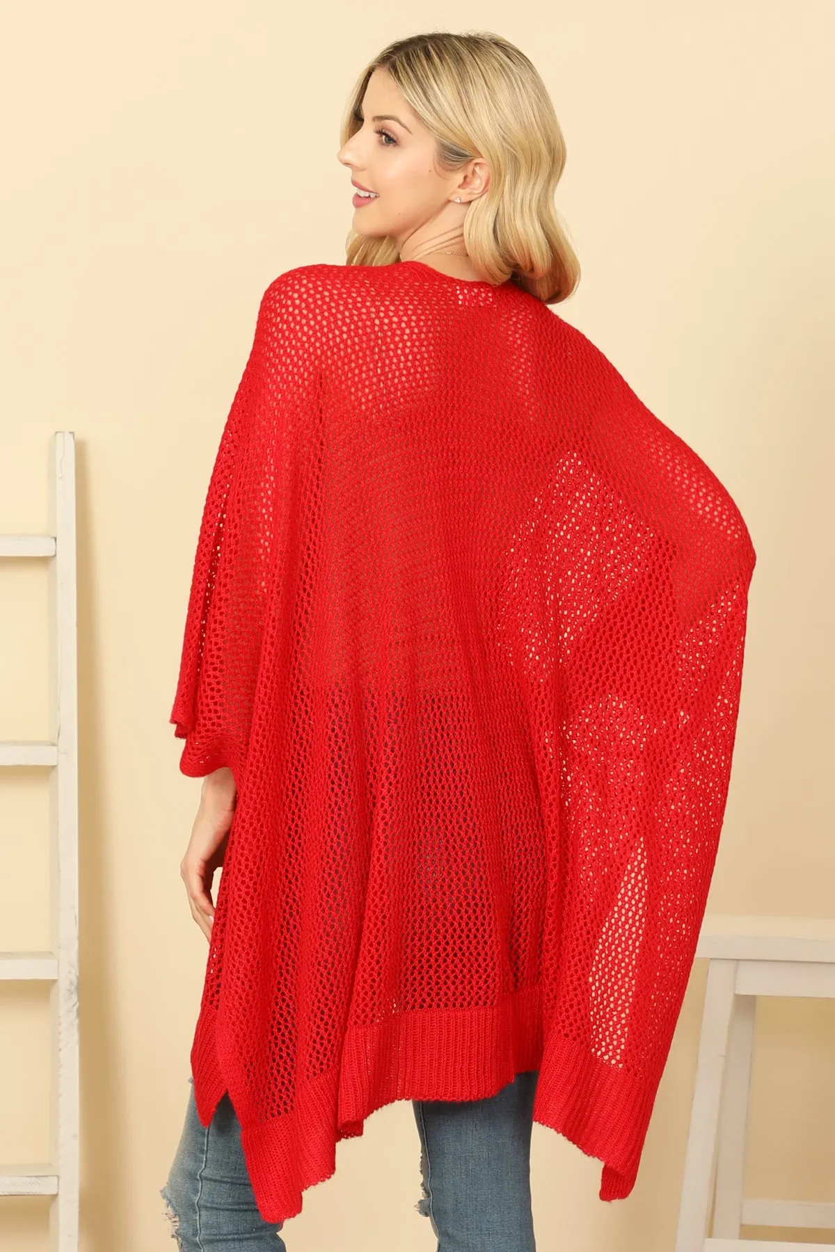 CROCHET MESH KIMONO CARDIGAN