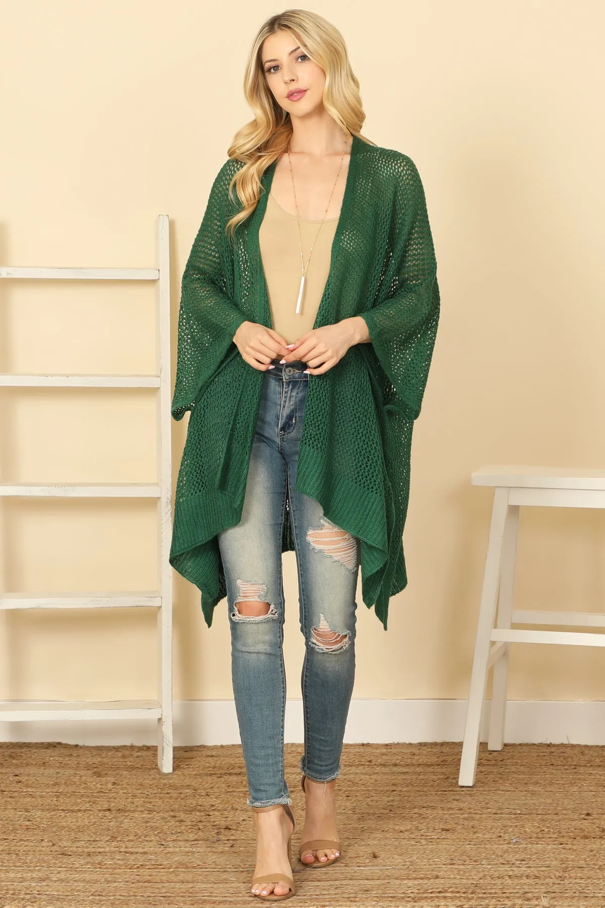 CROCHET MESH KIMONO CARDIGAN