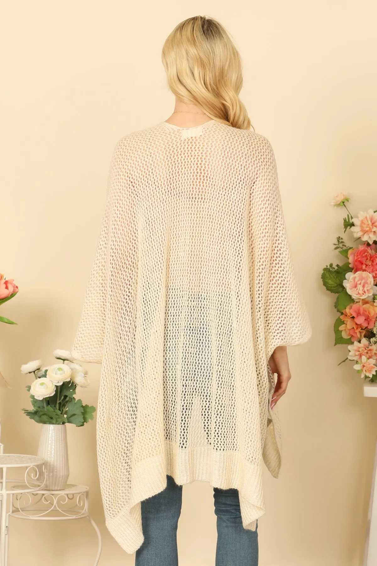 CROCHET MESH KIMONO CARDIGAN
