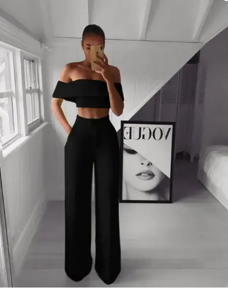 Crop Top with Wide Leg Pants