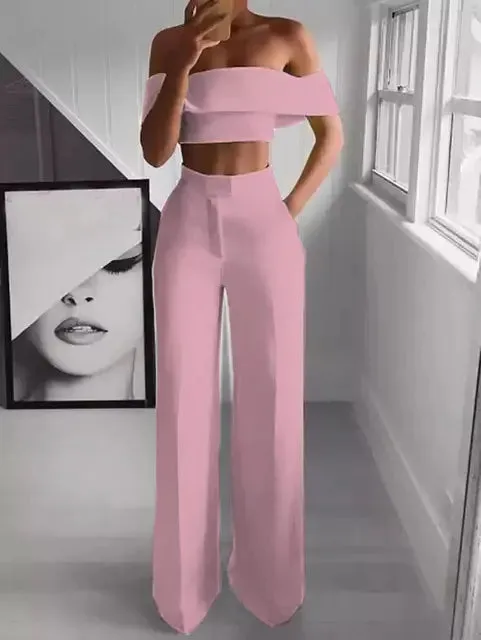 Crop Top with Wide Leg Pants