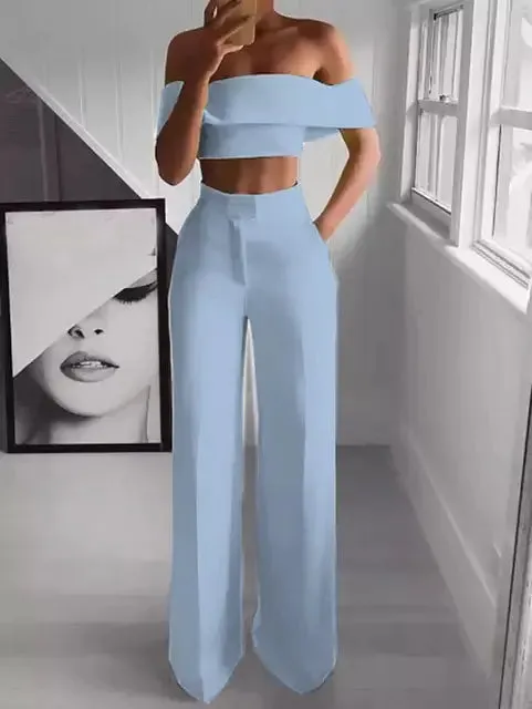 Crop Top with Wide Leg Pants