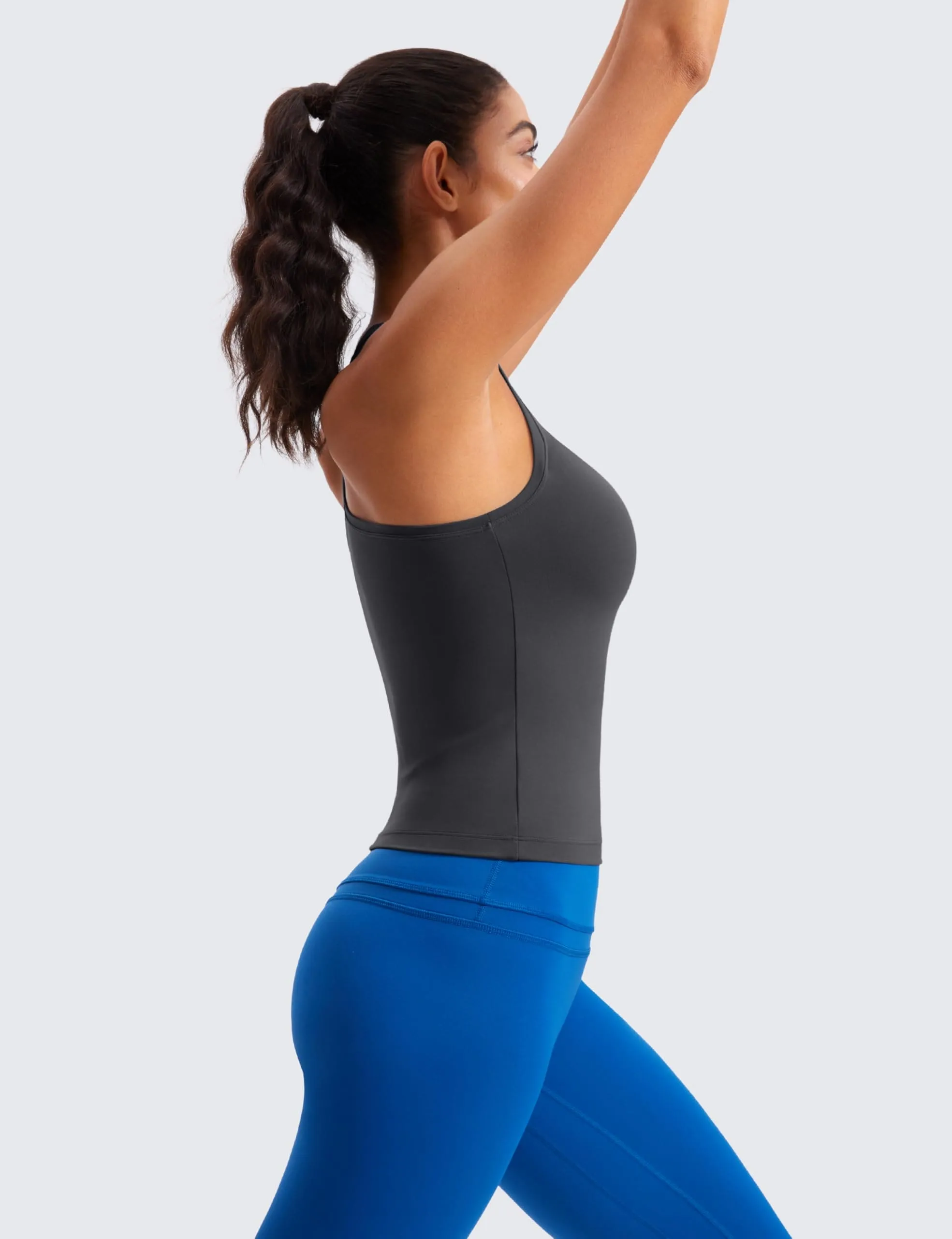 CRZ YOGA Butterluxe Racerback Workout Tank Tops for Women Sleeveless Camisole Gym Athletic Yoga Shirts Mysterious Grey
