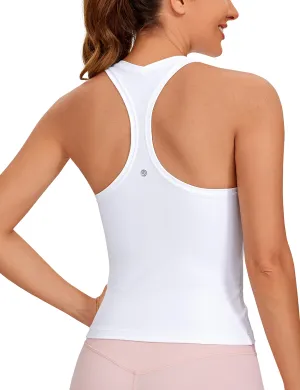 CRZ YOGA Butterluxe Racerback Workout Tank Tops for Women Sleeveless Camisole Gym Athletic Yoga Shirts White