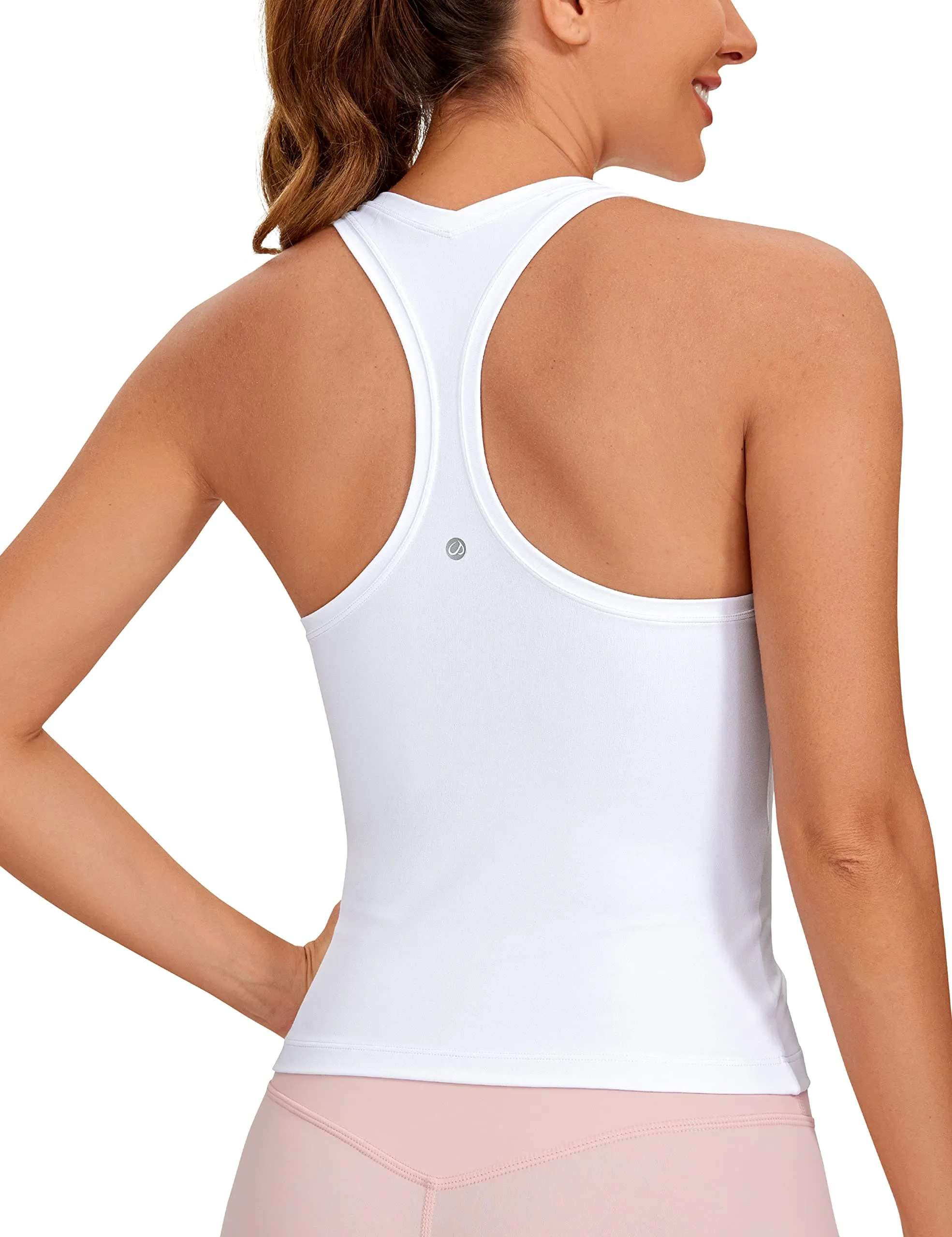 CRZ YOGA Butterluxe Racerback Workout Tank Tops for Women Sleeveless Camisole Gym Athletic Yoga Shirts White