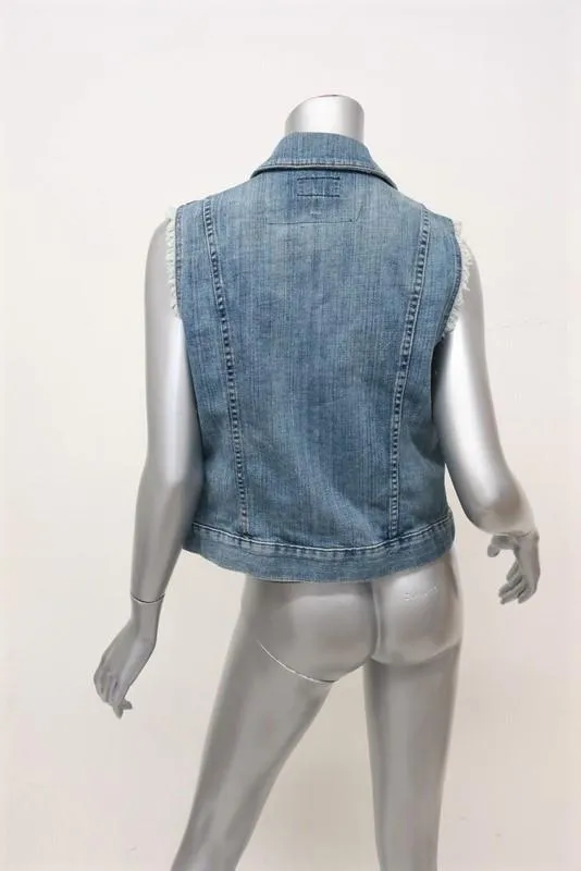 Current/Elliott Denim Vest Super Loved Size 3 Sleeveless Snap Jacket