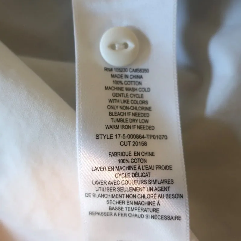 Current/Elliott Ruffled Top White Cotton Poplin Size 2 Sleeveless Blouse