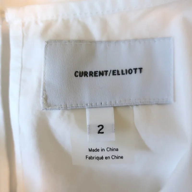 Current/Elliott Ruffled Top White Cotton Poplin Size 2 Sleeveless Blouse