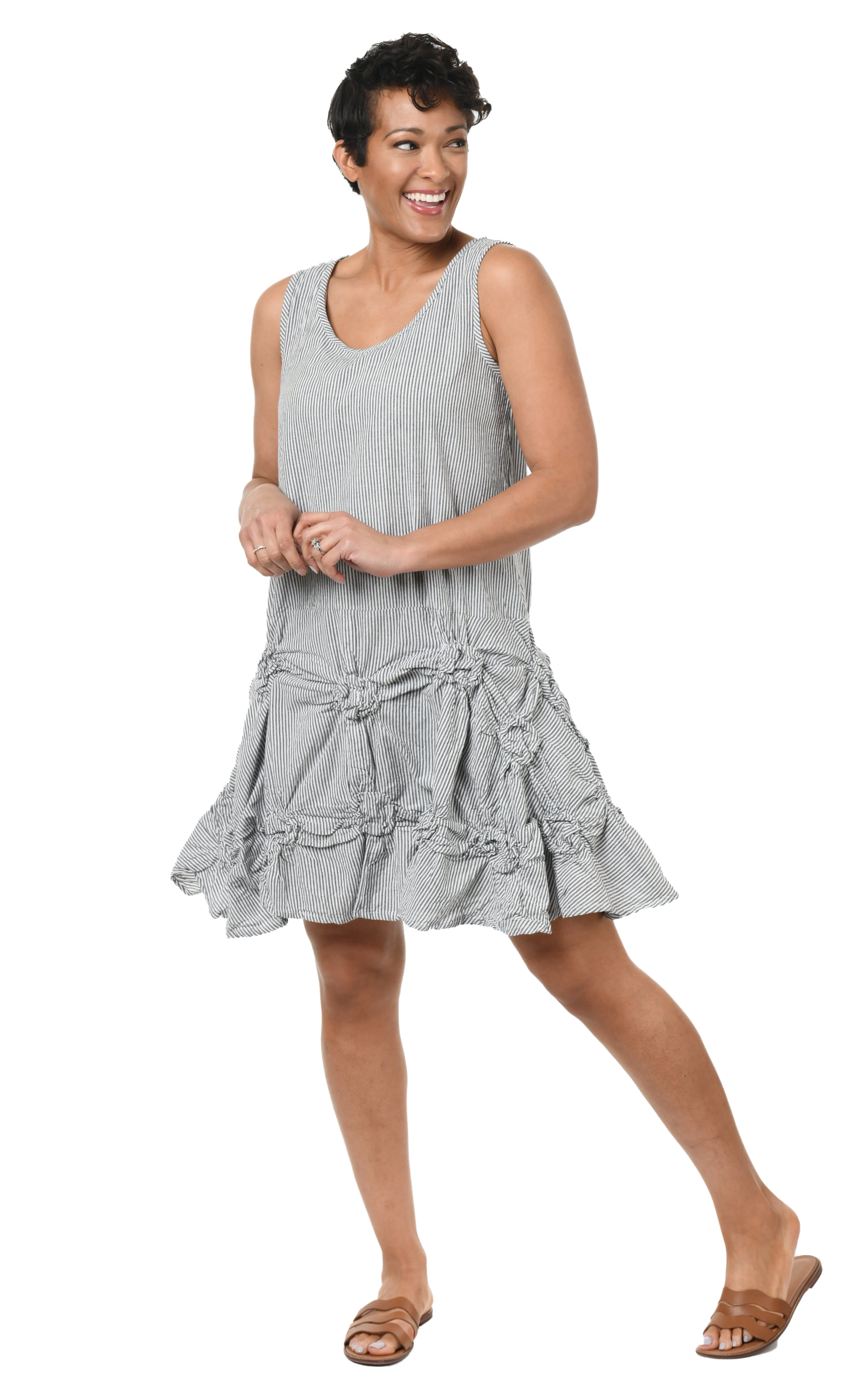 CV379 Matilda Tunic in Ticking Stripe