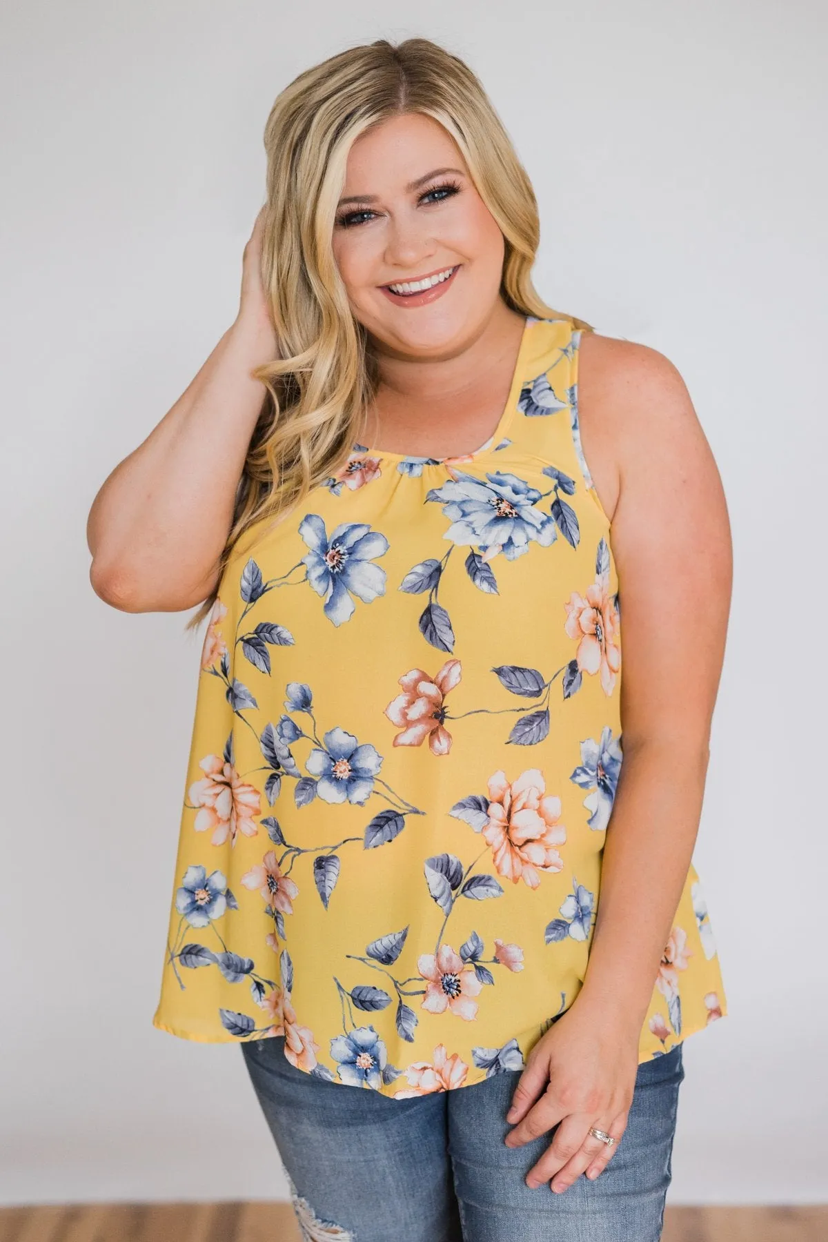 Dancing in Floral Tank Top- Yellow