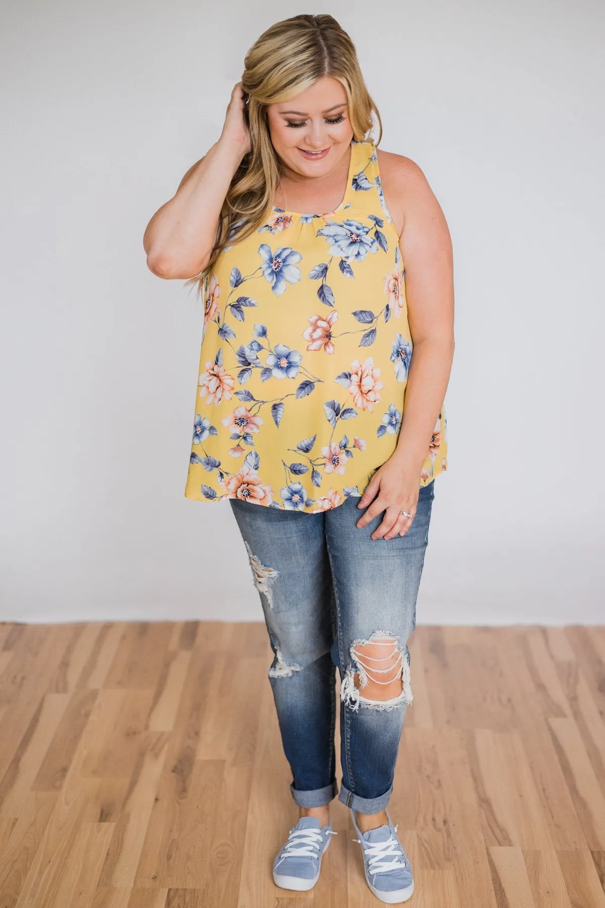 Dancing in Floral Tank Top- Yellow