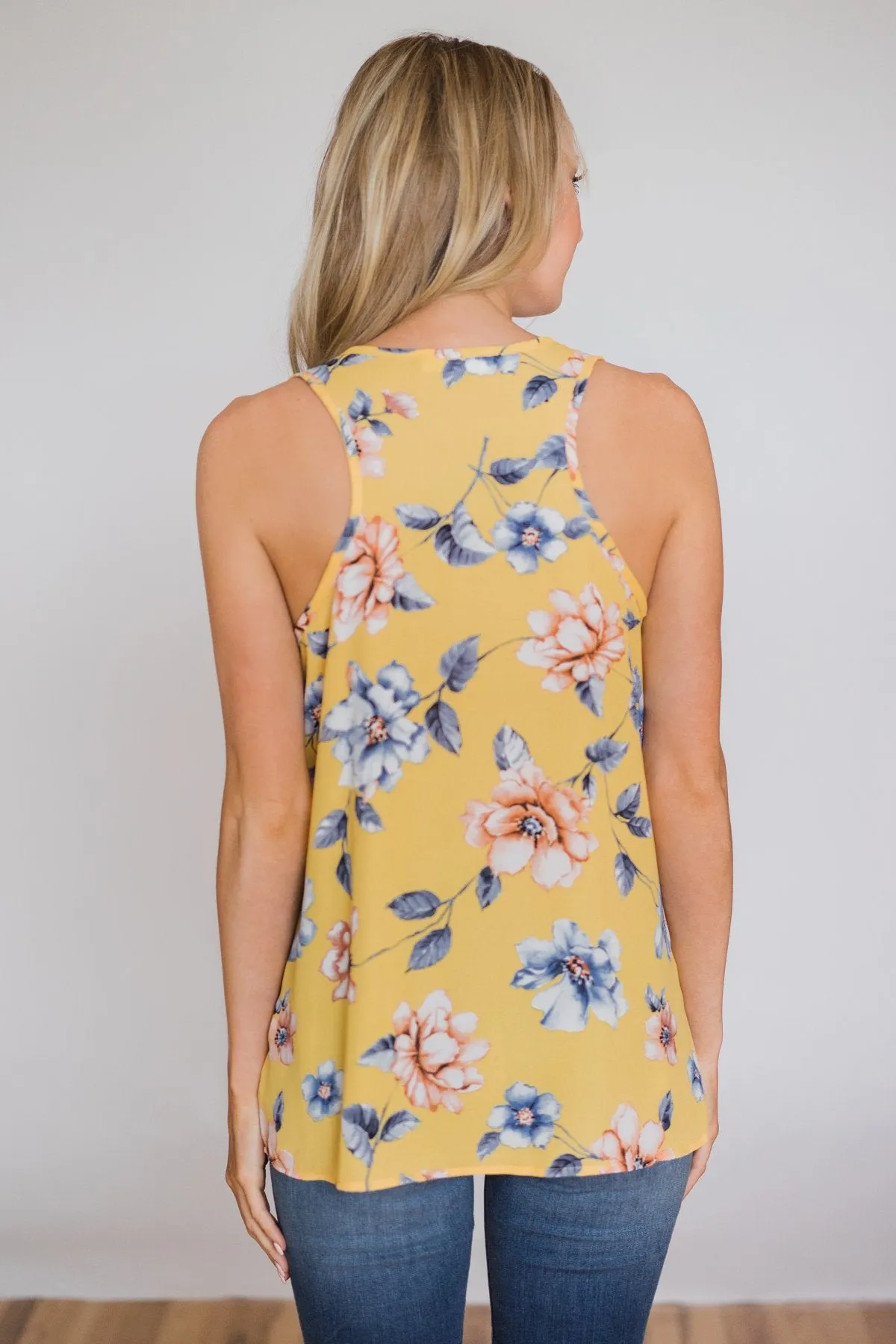 Dancing in Floral Tank Top- Yellow