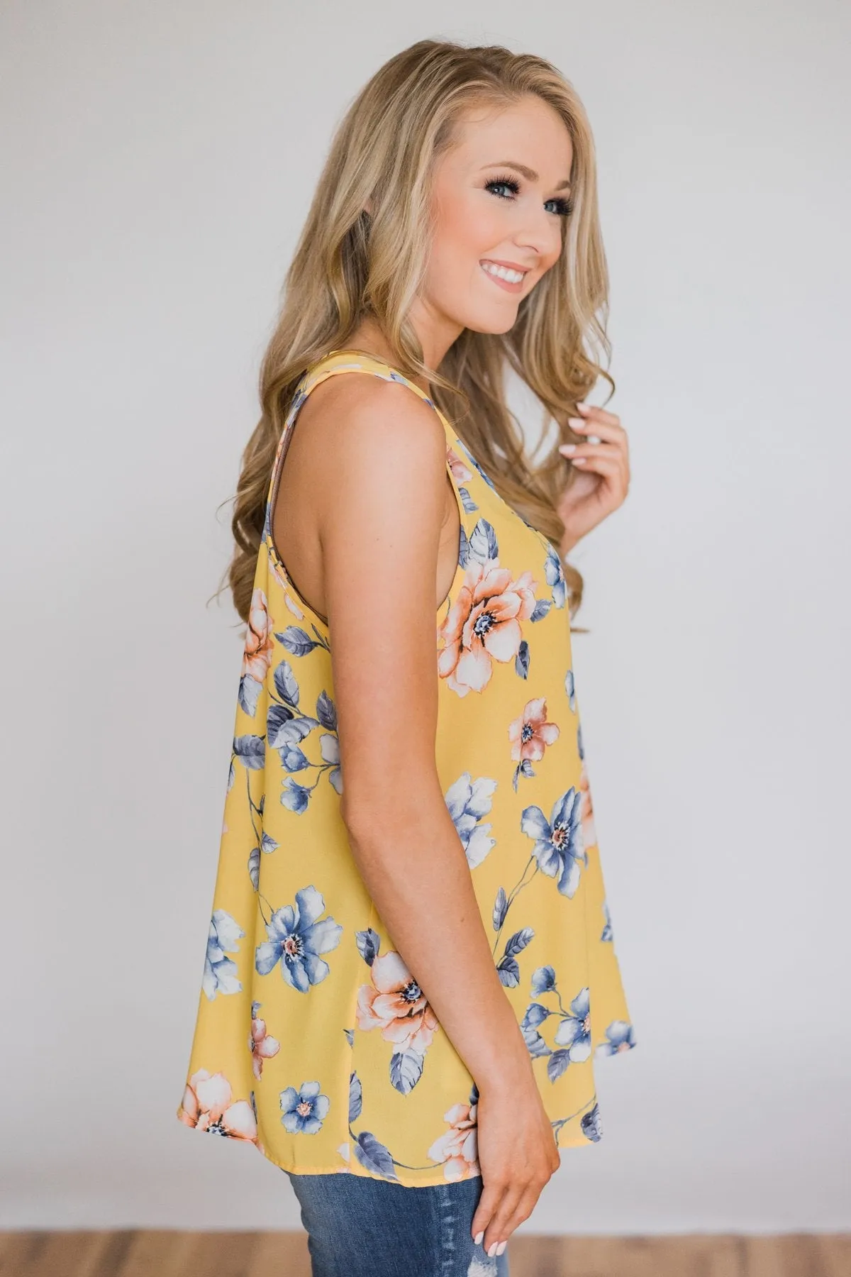 Dancing in Floral Tank Top- Yellow