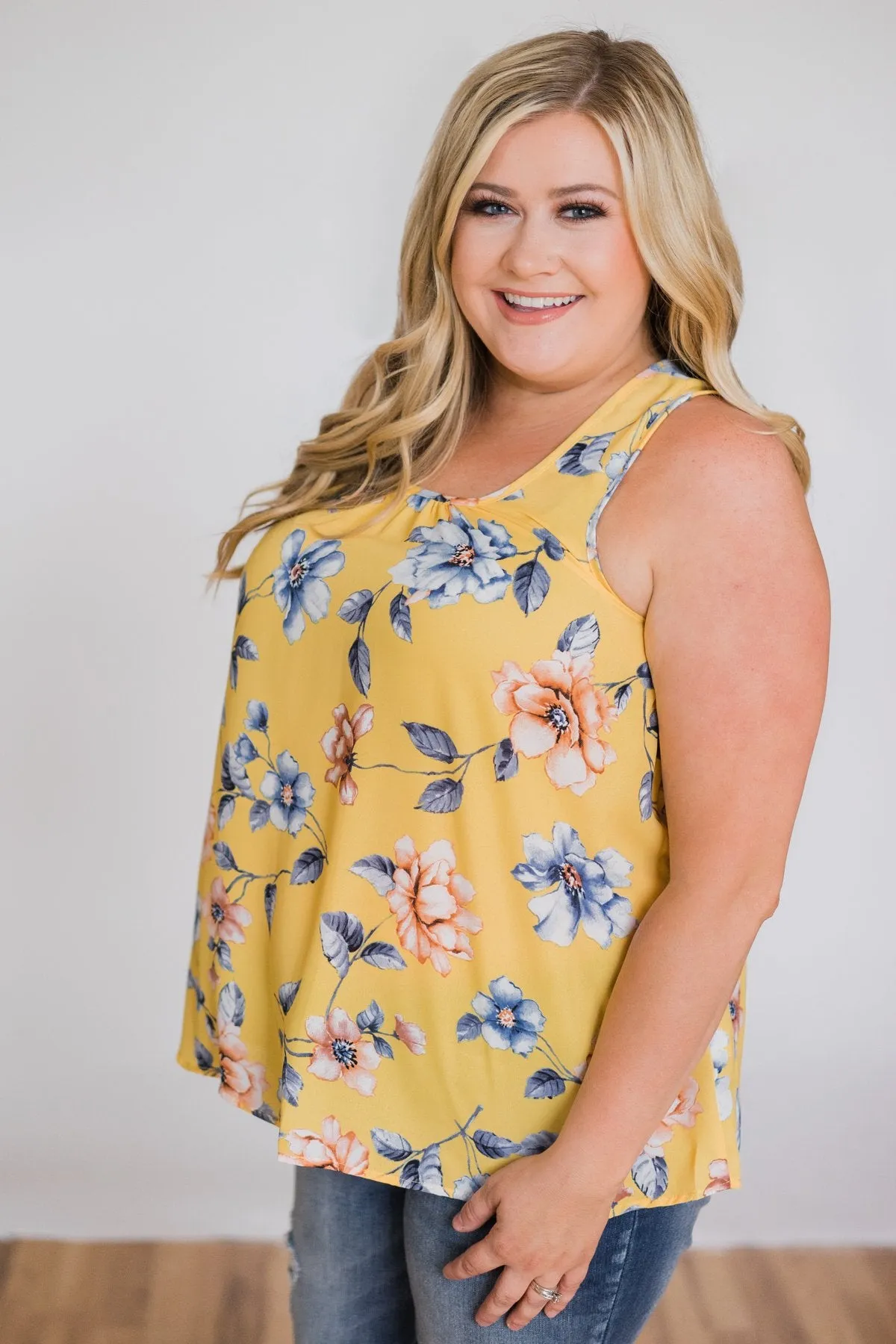 Dancing in Floral Tank Top- Yellow