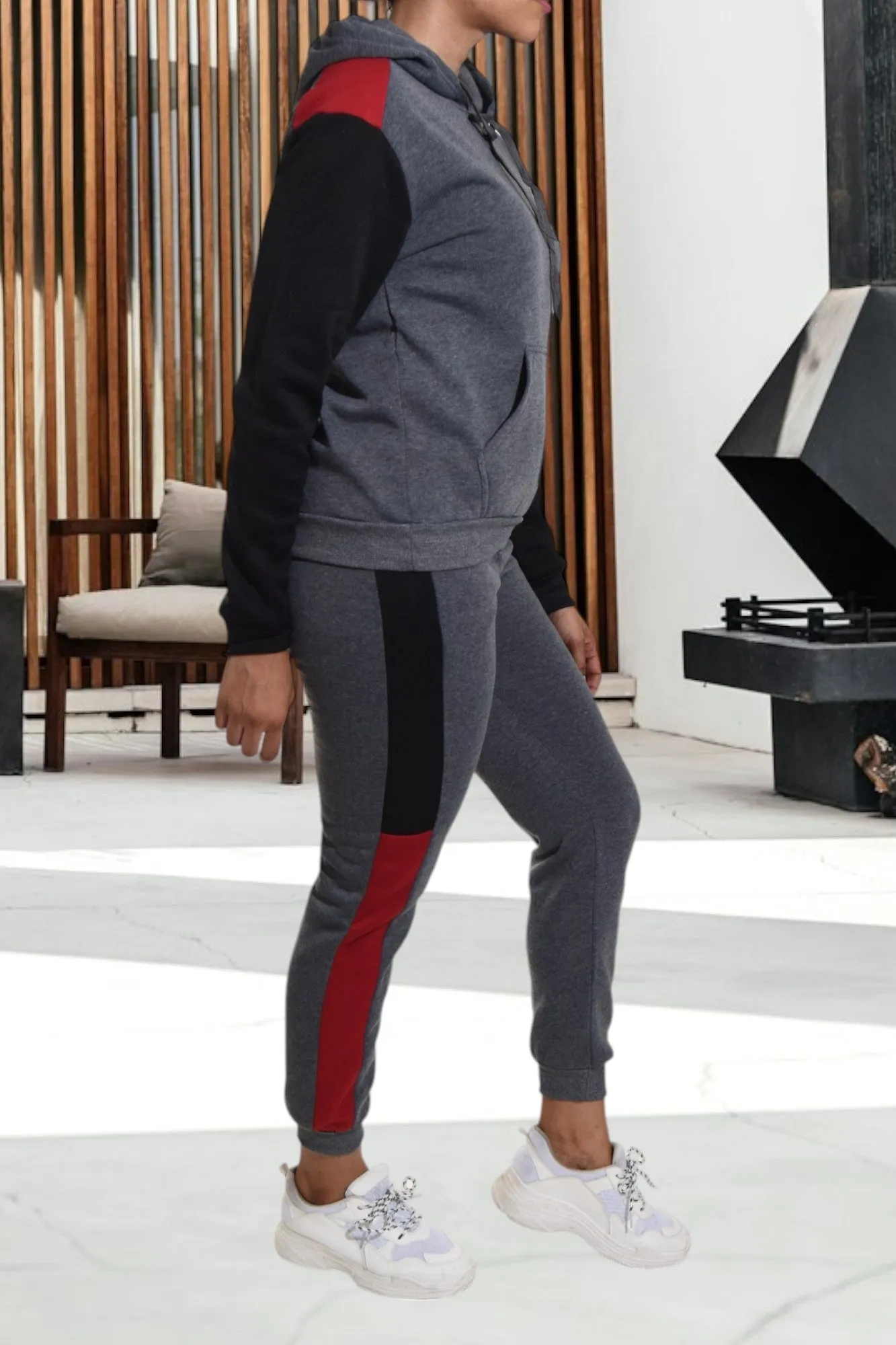 Dark Grey Fleece Tracksuit Set
