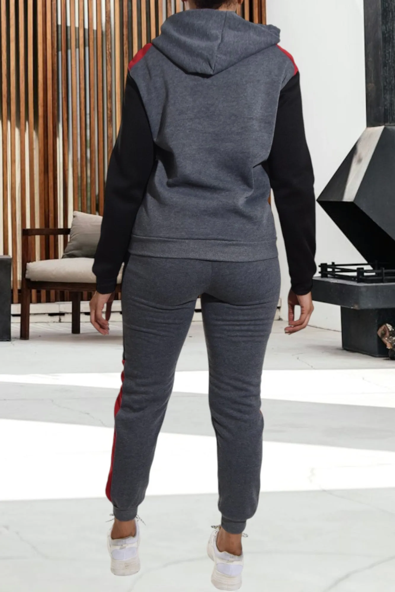 Dark Grey Fleece Tracksuit Set