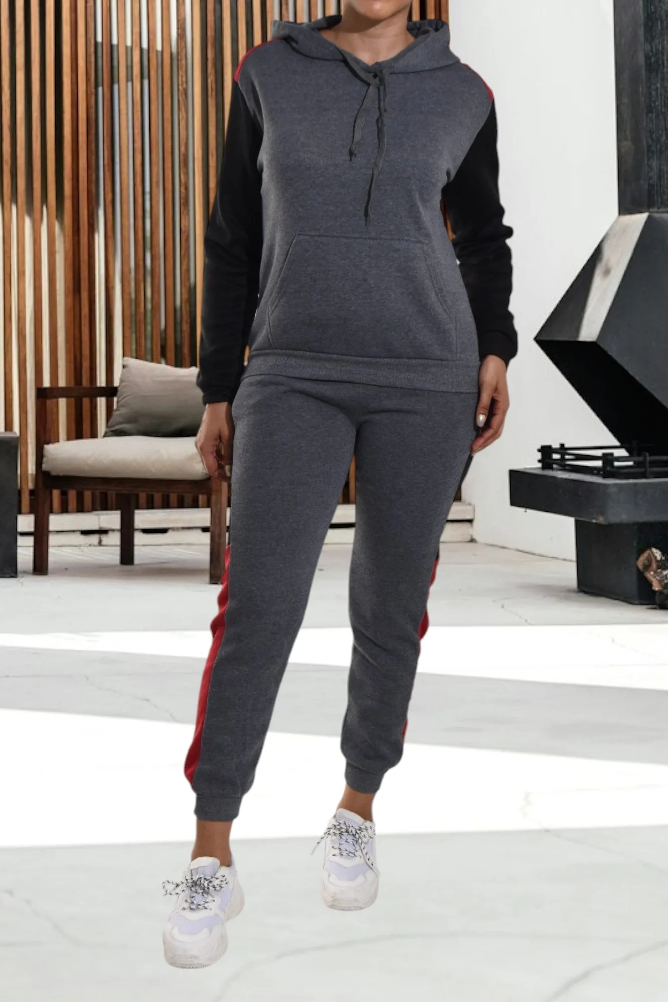 Dark Grey Fleece Tracksuit Set