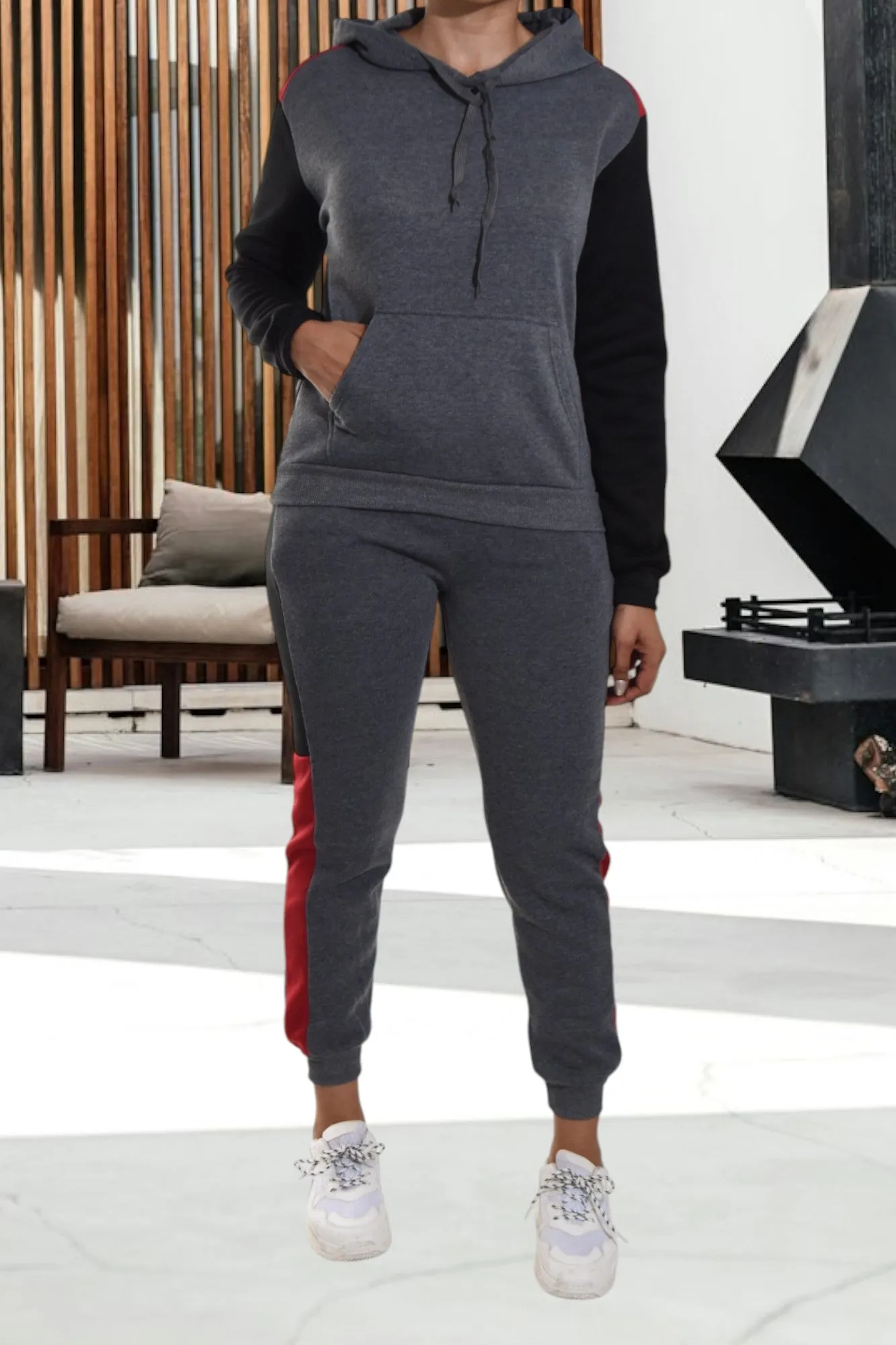 Dark Grey Fleece Tracksuit Set
