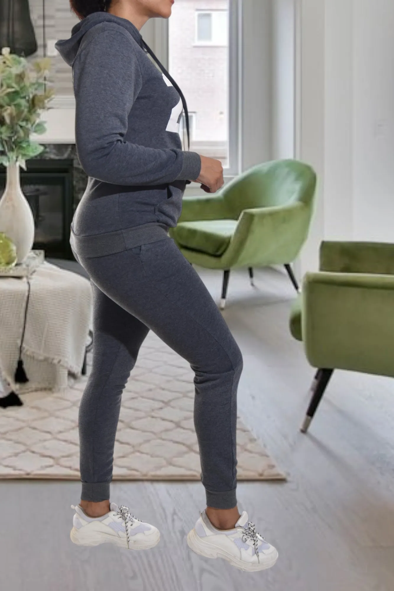 Dark Grey Graphic Tracksuit Set