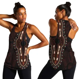 Dashiki and Polynesian Pattern Women Racerback Tank Afro Pacific Culture Red Version LT9