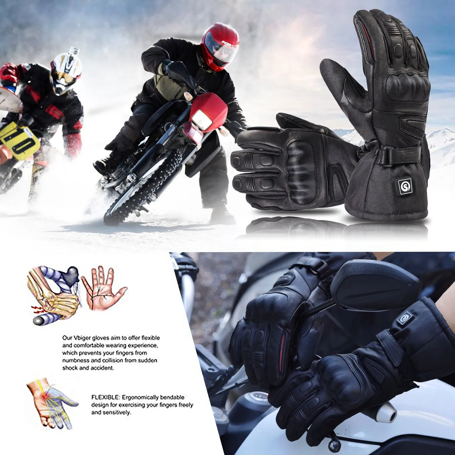 Day Wolf SDW03 Heated Motorcycle Gloves