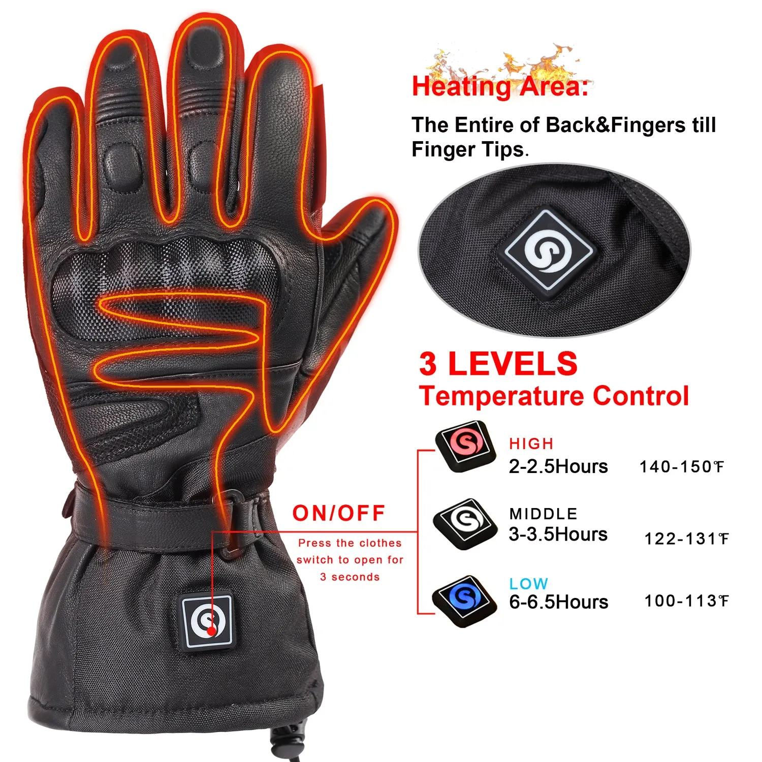 Day Wolf SDW03 Heated Motorcycle Gloves