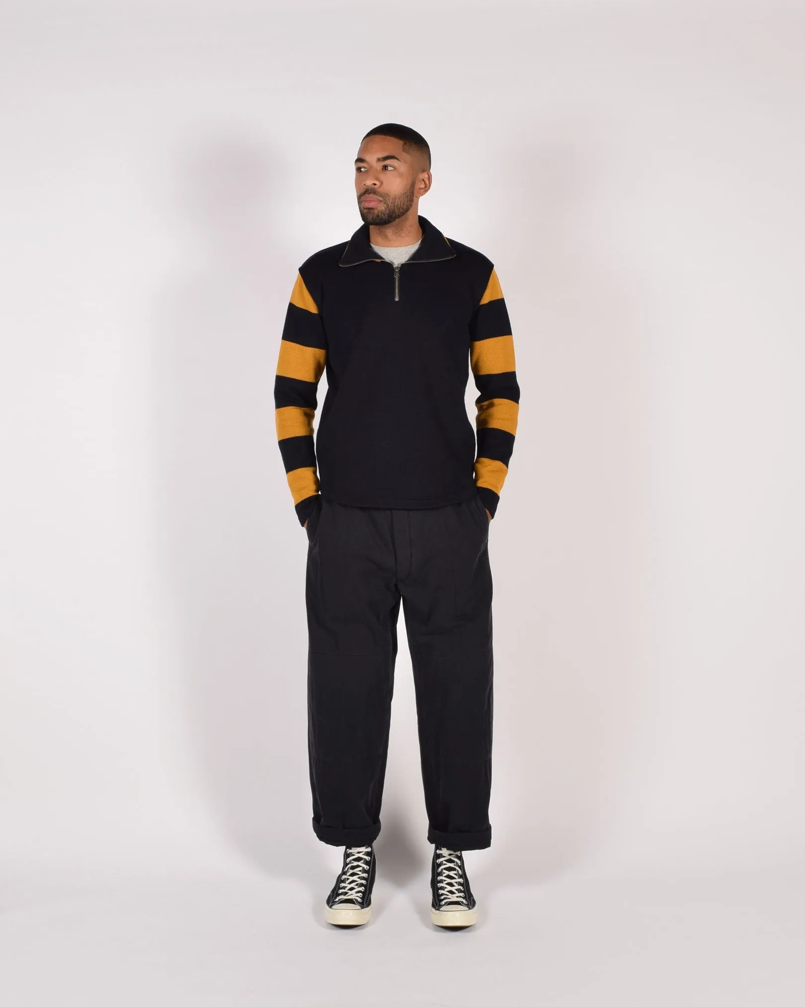 Dehen 1/4 Zip Moto Jersey - Dark Navy / Gold