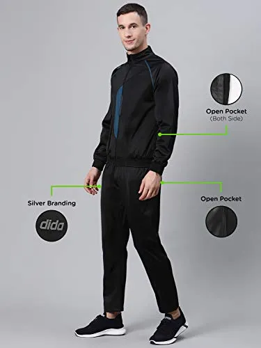 DIDA Black Polyester Athletic Gym Running Sports Tracksuit for Men