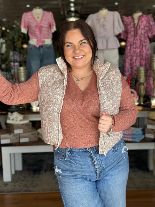 Ditsy Floral Puffer Vest