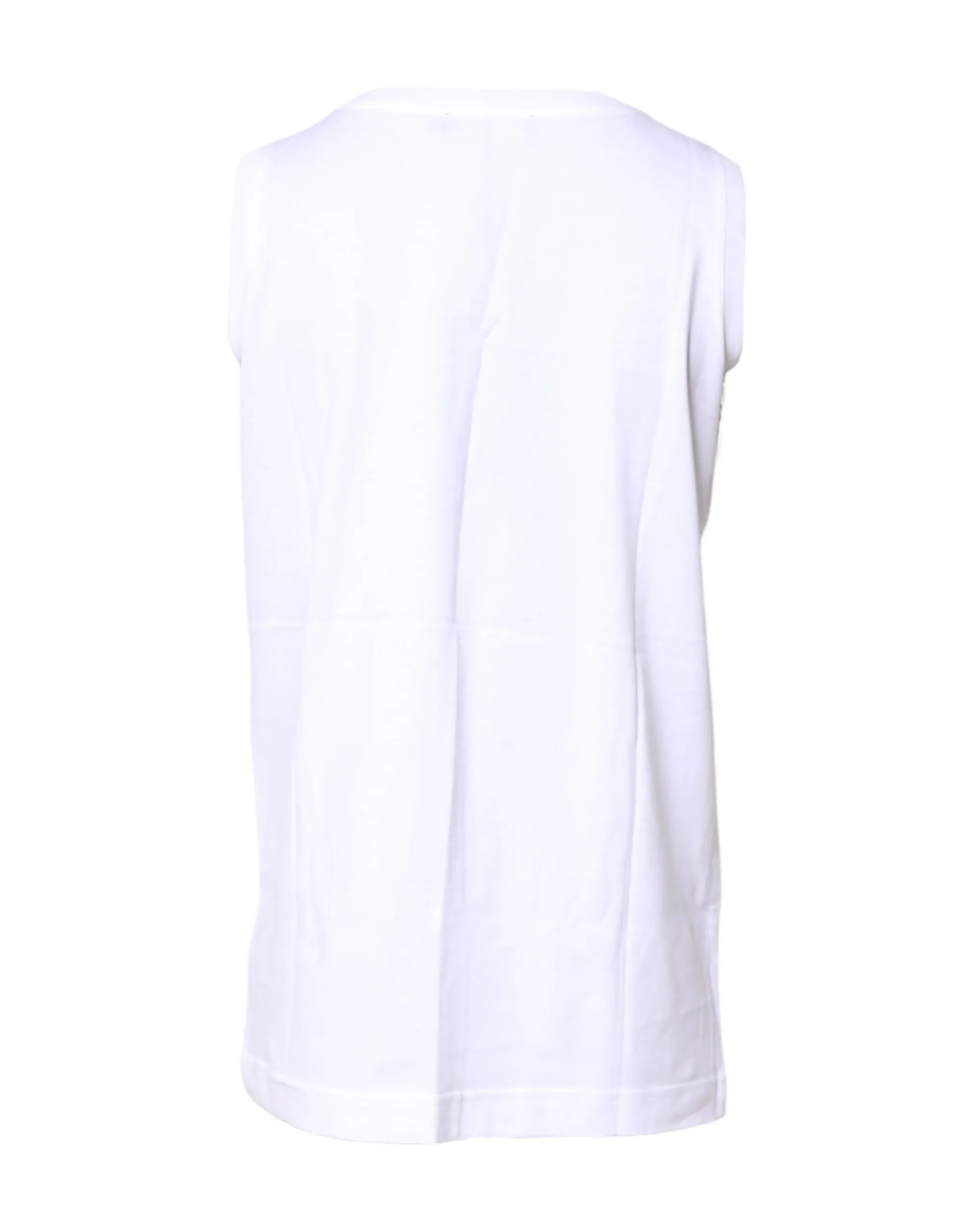 Dolce & Gabbana White Cotton Sleeveless Crew Neck T-shirt