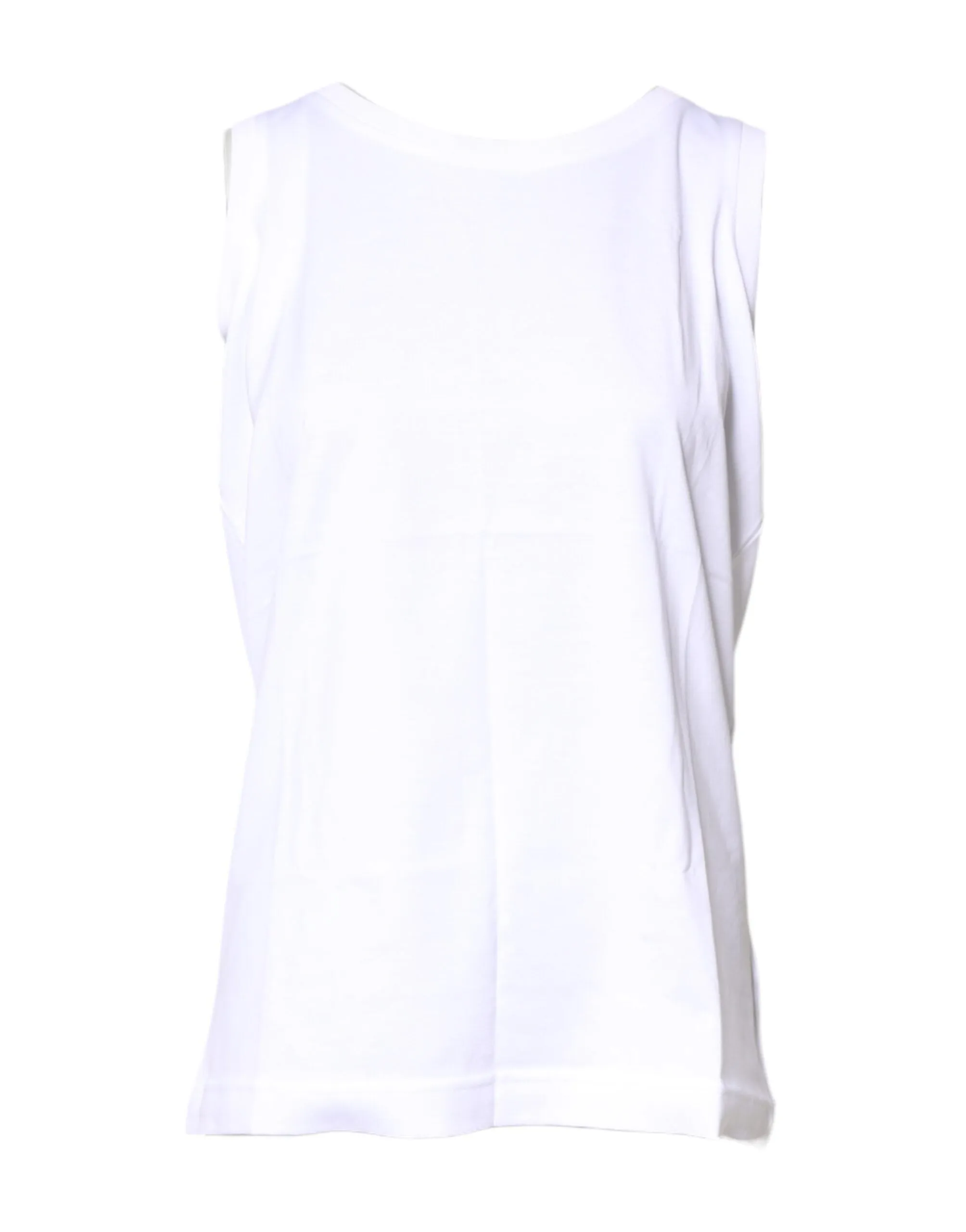 Dolce & Gabbana White Cotton Sleeveless Crew Neck T-shirt