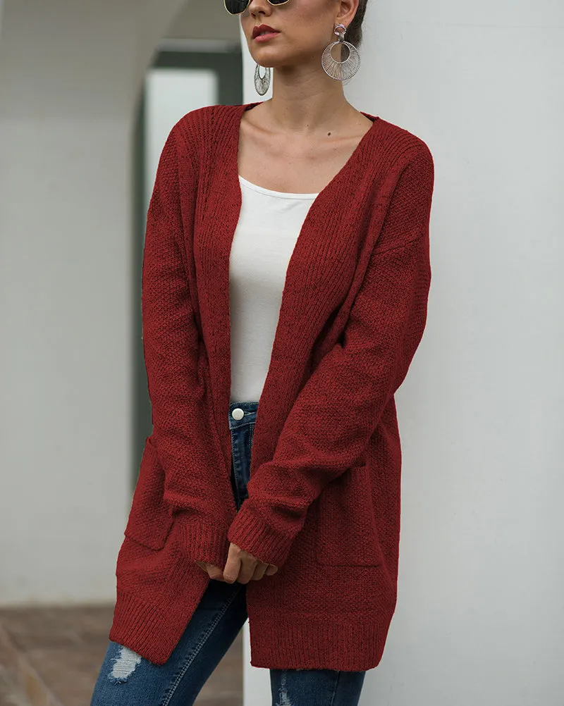 Double Pocket Twist Sweater Cardigan