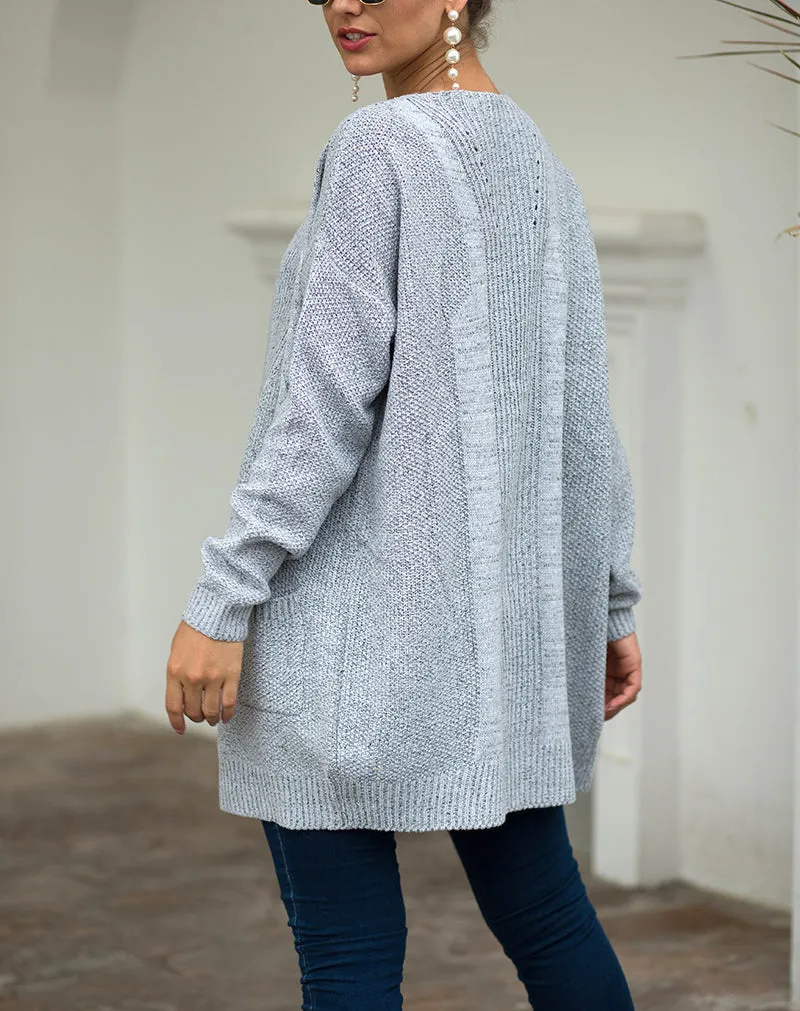 Double Pocket Twist Sweater Cardigan