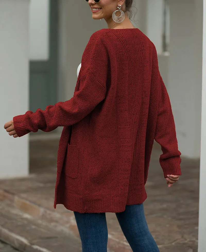 Double Pocket Twist Sweater Cardigan