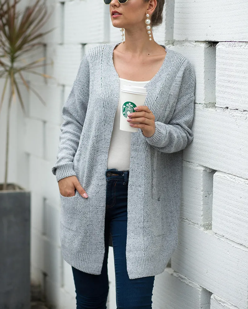 Double Pocket Twist Sweater Cardigan