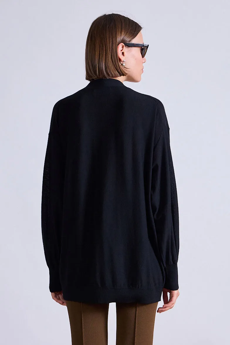 Drippy Tissue Cardigan in Black
