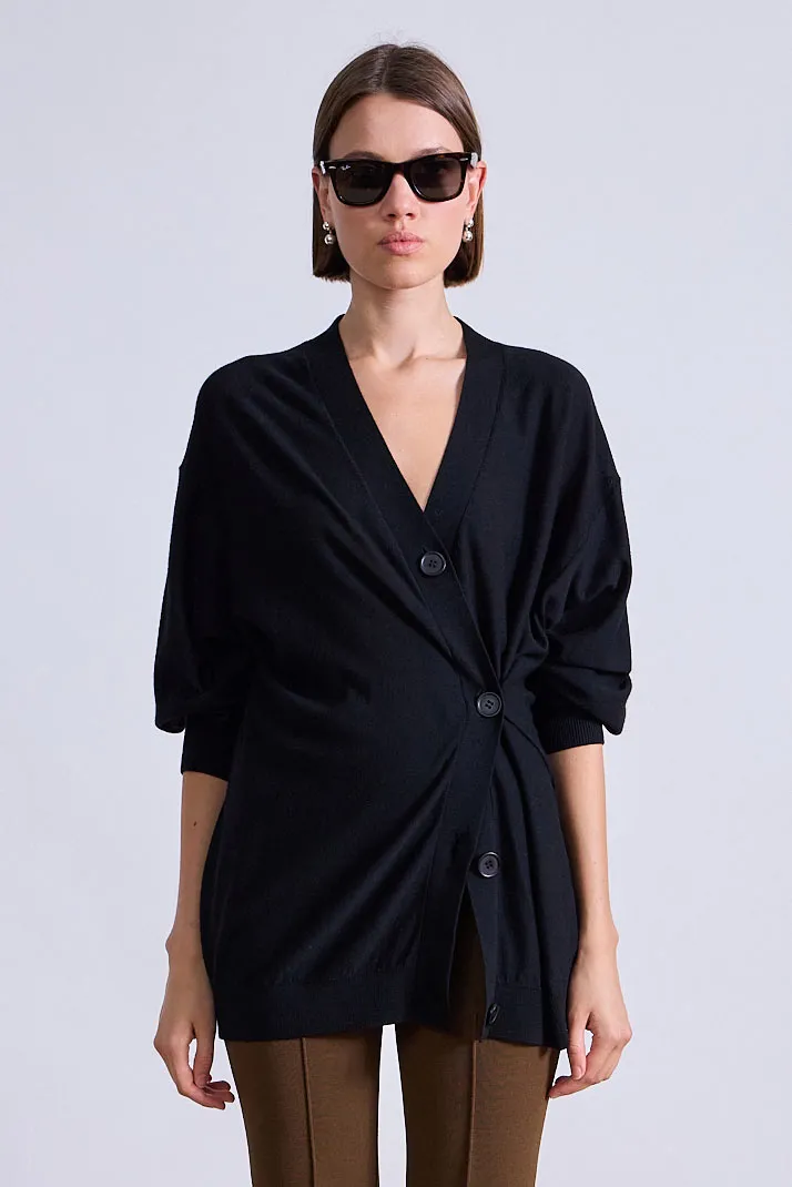 Drippy Tissue Cardigan in Black