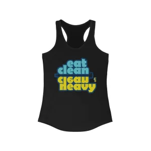 eat clean - clean heavy - Womens Racerback Tank Tops