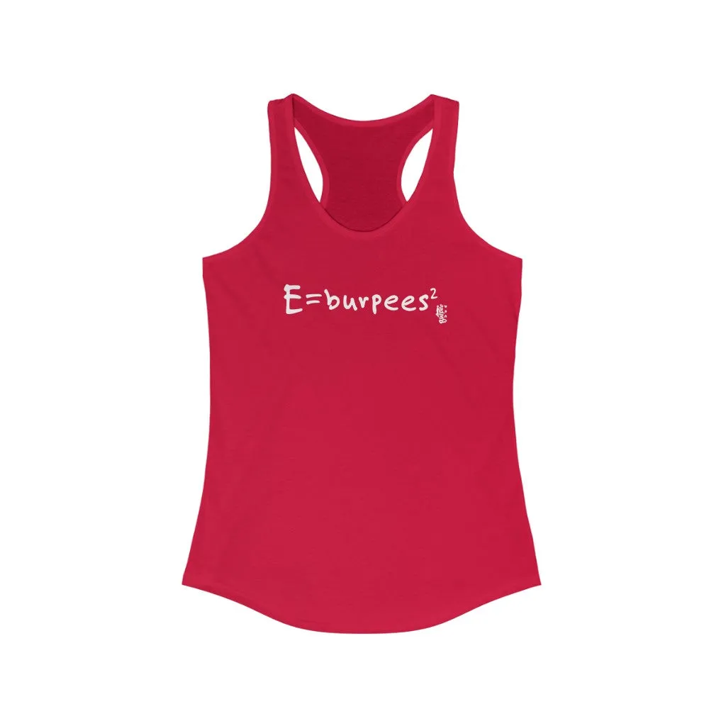 E=burpees2 - Womens Racerback Tank Tops