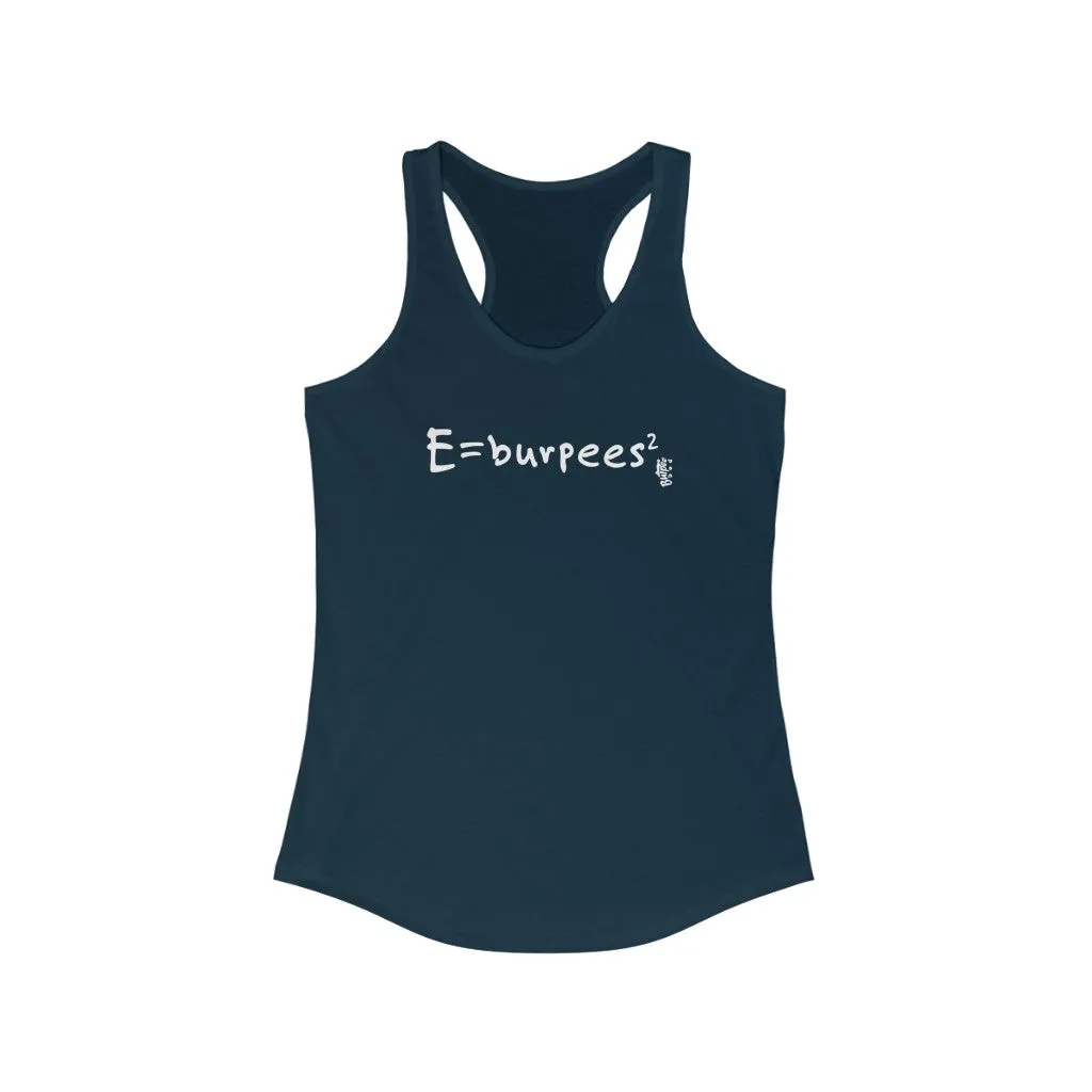 E=burpees2 - Womens Racerback Tank Tops