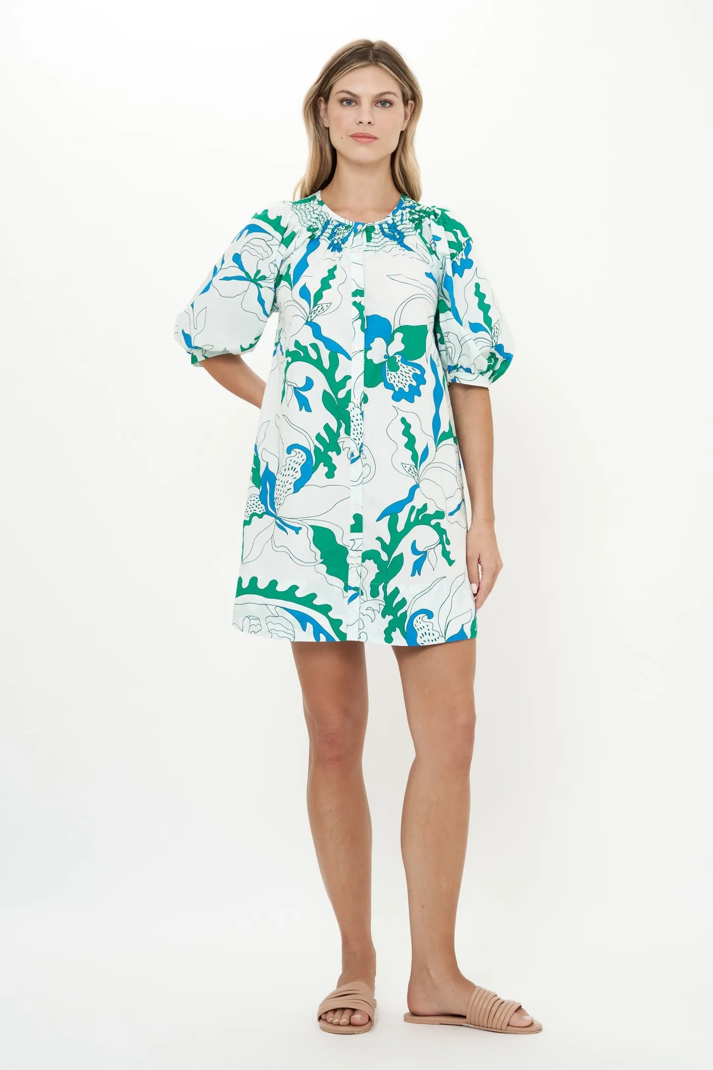 Embroidered Button Mini - Orchid Green