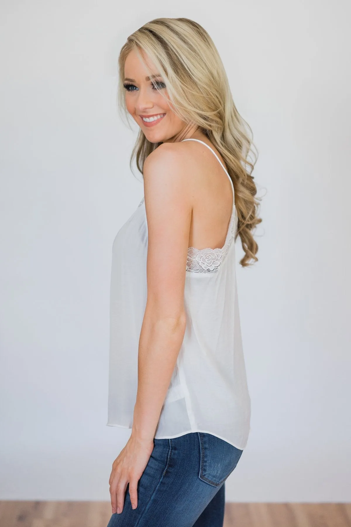 Ever So Soft Lace Layering Top- White