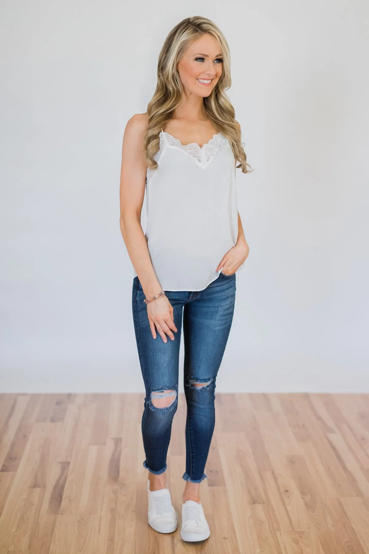 Ever So Soft Lace Layering Top- White