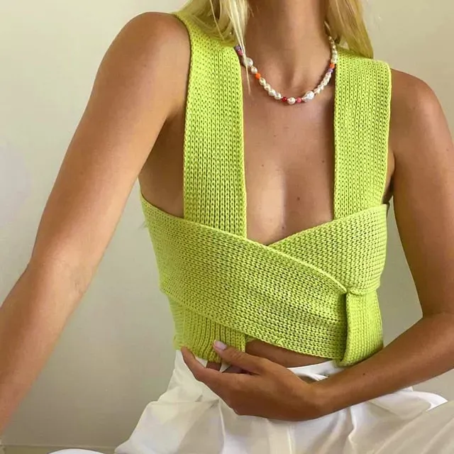 Fantastic Vest Sleeveless Knitted Crop Sweater