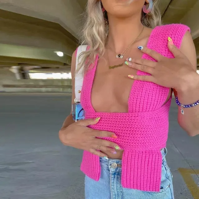 Fantastic Vest Sleeveless Knitted Crop Sweater