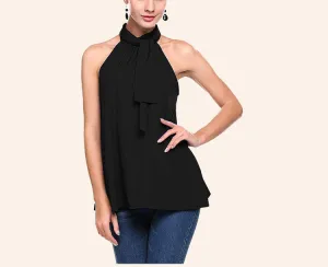 Fashion Solid Color Neck Strap Back Openwork Tank Top