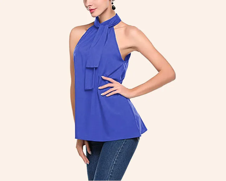 Fashion Solid Color Neck Strap Back Openwork Tank Top