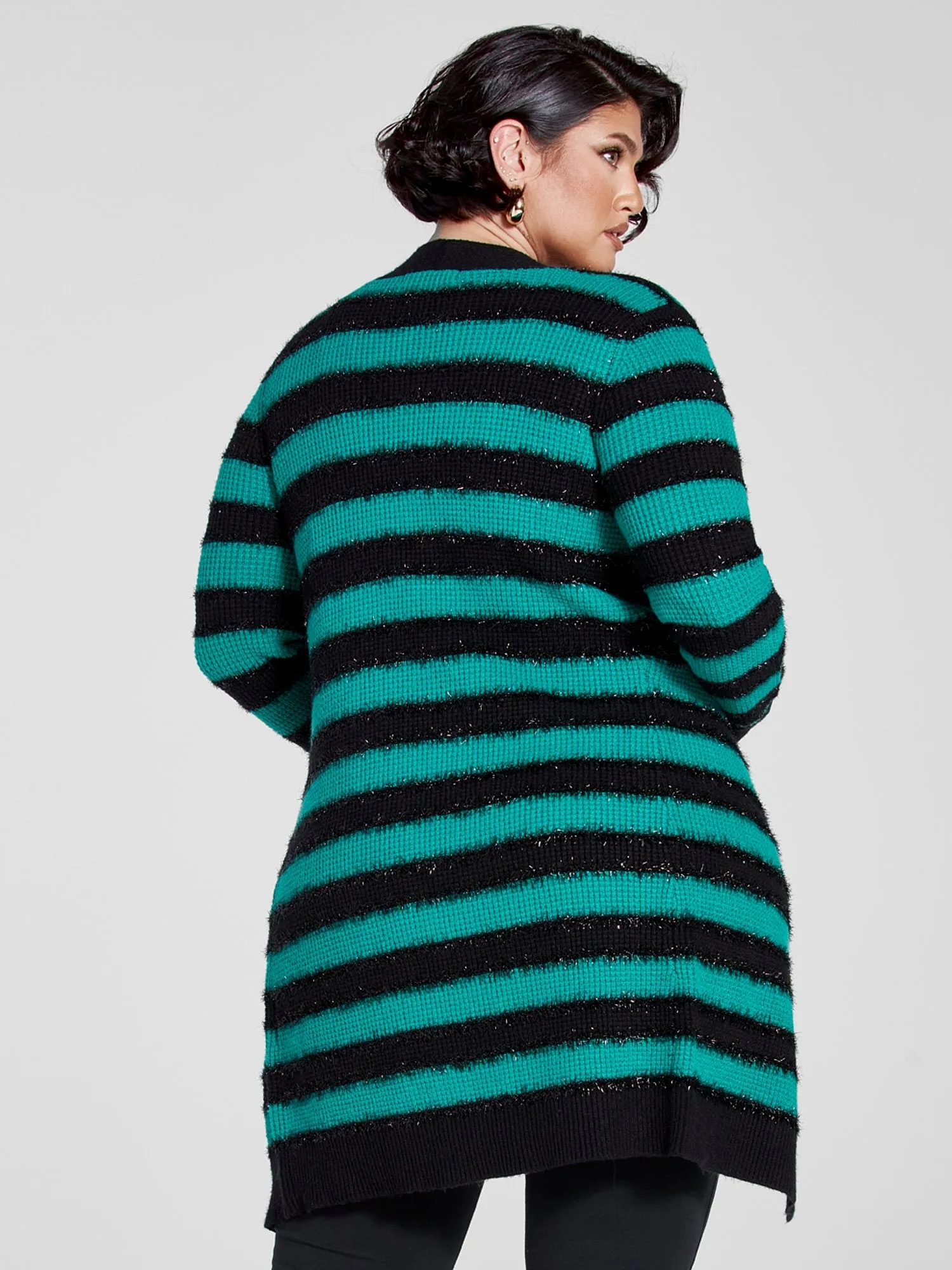 Fashion To Figure - Daniella Metallic Striped Cardigan